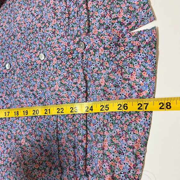 J Jill Spring Floral Button Up Purple Pink Size XL Cotton Long Sleeve Easter - Picture 9 of 9